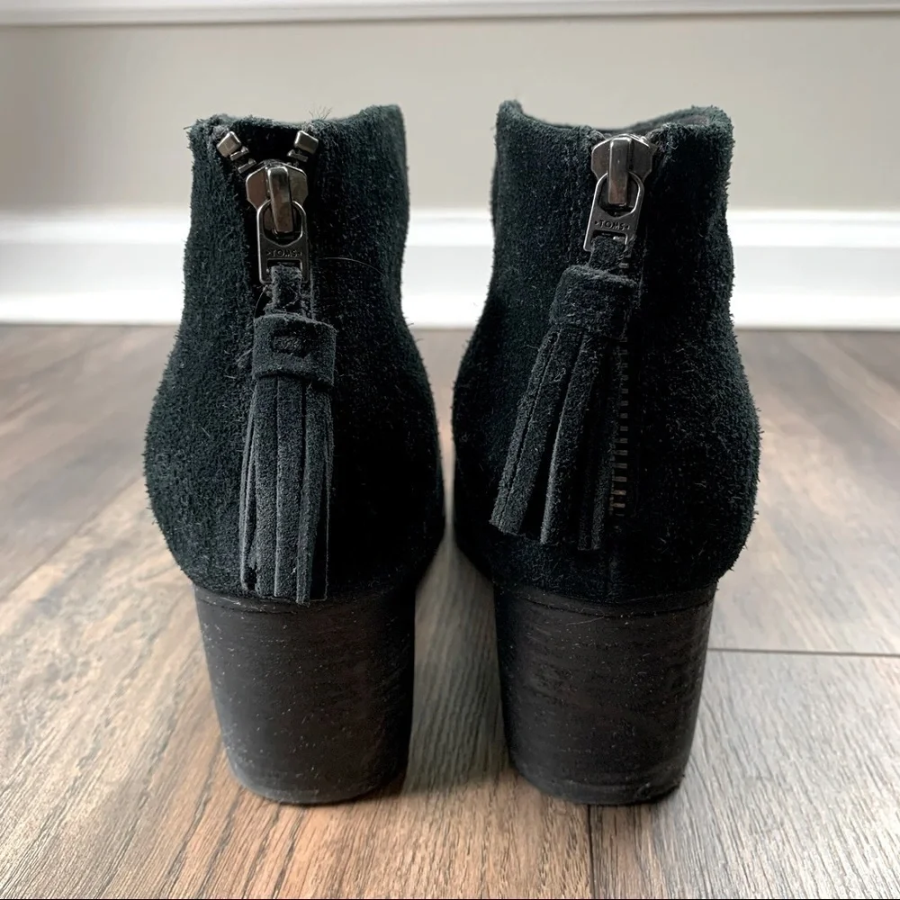 Toms Leila Suede Heeled Black Boots